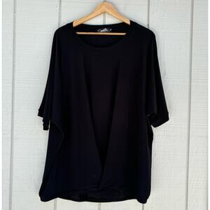 Sympli Short Sleeve Knit Top Tunic Size 16 Stretchy Flowy Crossover Detail